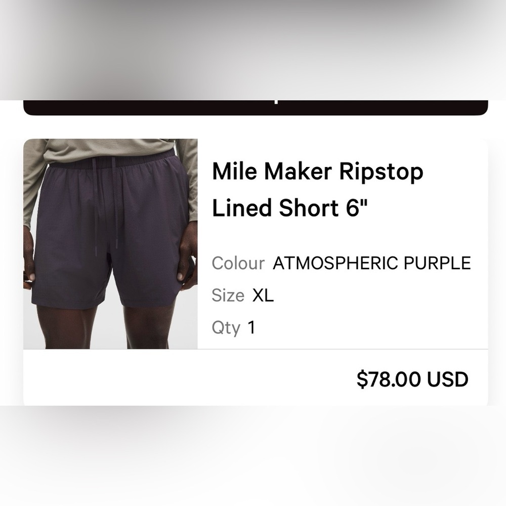 NWT Lululemon Men’s Mile Ripstop Lines 6” Shorts - atmospheric purple - Picture 2 of 16